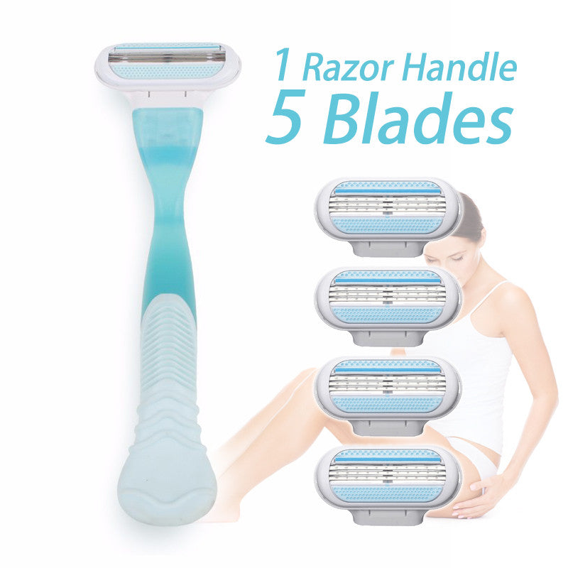 2016 1 Razor Handle+5 Razor Blades Women' Shaver Razor Handle Replacement Triple Blade Epilator Female Machine Shave