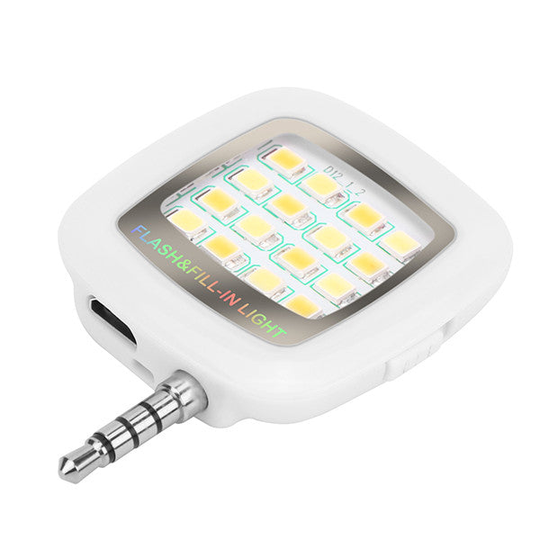 FORNORM LED Selfie Flash Lamp Rechargeable Flash Fill-in Light 3.5mm Jack Plug Selfie Light LED Night Using Pocket Spotlight
