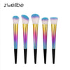 zwellbe 5/10Pcs Rainbow Makeup Brushes Set Colorful Soft Synthetic Basic Face Make Up Brushes Kit Portable Travel Makeup Brush