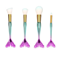 4pcs Mermaid Foundation Brush Fish Scale Makeup Brushes Professional Foundation Powder Blush Brush Fishtail Cosmetic Brush