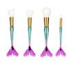 4pcs Mermaid Foundation Brush Fish Scale Makeup Brushes Professional Foundation Powder Blush Brush Fishtail Cosmetic Brush