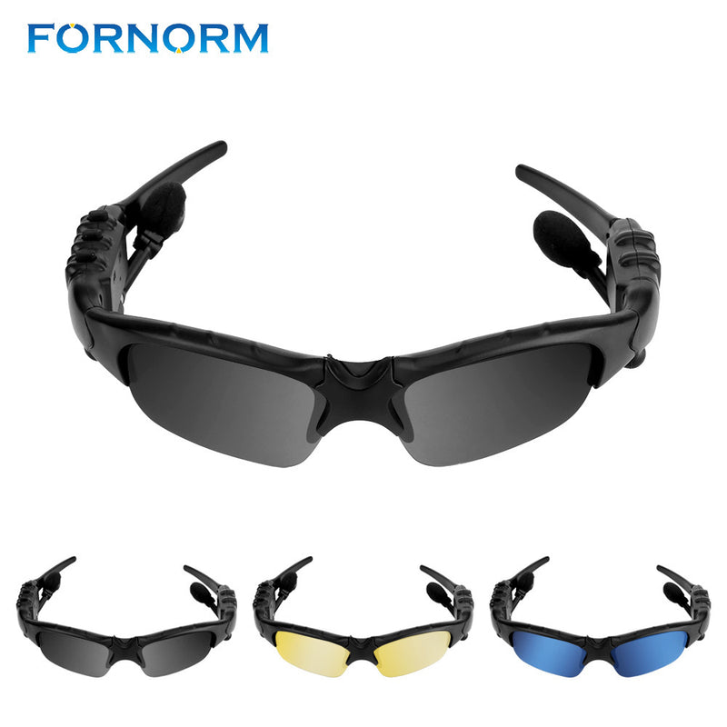 Wireless Sports Stereo Bluetooth Headset Handfree Sunglasses Talk Music Headset Headphone With A Pair Of Blue and Yellow Lens