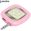 Powstro Rechargeable LED Light Spotlight Selfie 16 Fill-in Light LED Flash 3.5mm Jack for Samsung Iphone Smartphone
